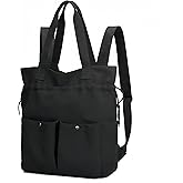 CALLPIONEER Drawstring Gym Backpack, Convertible Tote Backpack, Sports Gym Bag for Women Men Travel Tote Bags for Beach, Swim and Travel Workout -Black