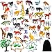 Aneco 82 Pieces Animals Figures Mini Jungle Animals Toys Set Realistic Looking Animals with Fence and Velvet Storage Bag for Kids