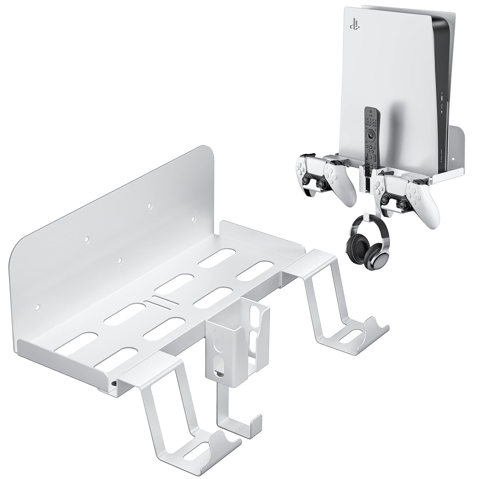 Allnice PS5 Wall Mount, 5 IN 1 Playstation 5 Wall Mount (Disc and Digital Edition) Wall Bracket for Playstation 5 with Detachable Controller Holder & Headphone Hanger & Remote Control Bracket