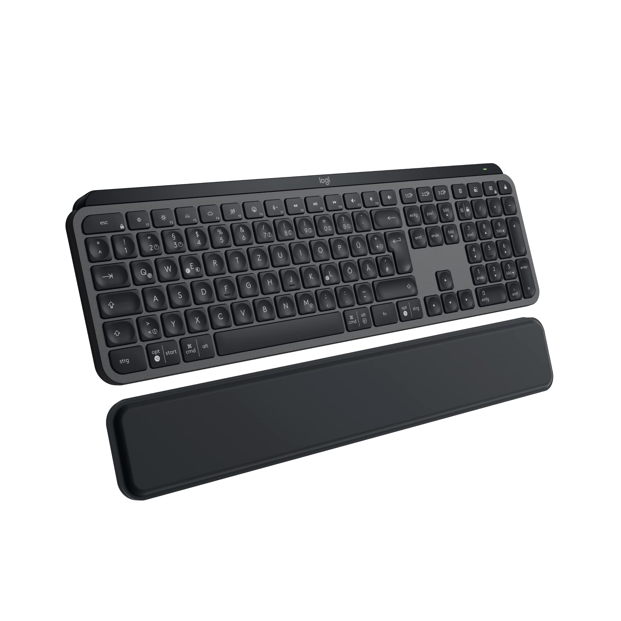 Logitech MX Keys S Plus Wireless Keyboard, Low Profile, Fluid Quiet Typing, Programmable, Backlighting, Bluetooth, Rechargeable, for Windows PC/Linux/Chrome/Mac Graphite, German QWERTZ Layout