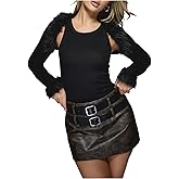 Floerns Women's Fur Trim Long Sleeve Cardigan Open Front Knit Cropped Bolero Shrug Sweater