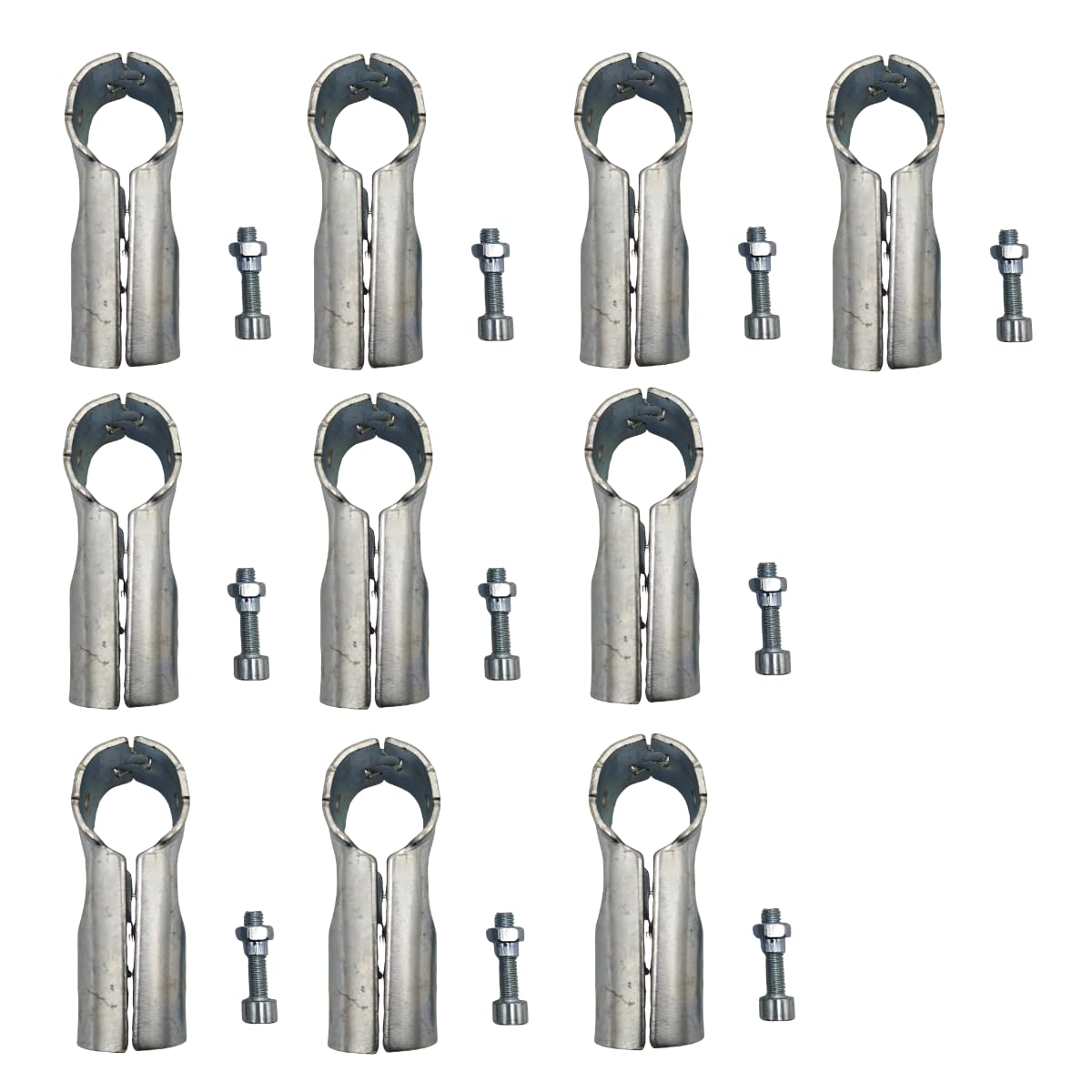 Photo 1 of 10 Pcs T Clamps Pipe Connector, End Rail T Clamp,Metal Clamp Fittings,1" O.D. 25.4 mm,Galvanized Steel Chain Link Fence, Bolts and Nuts Included