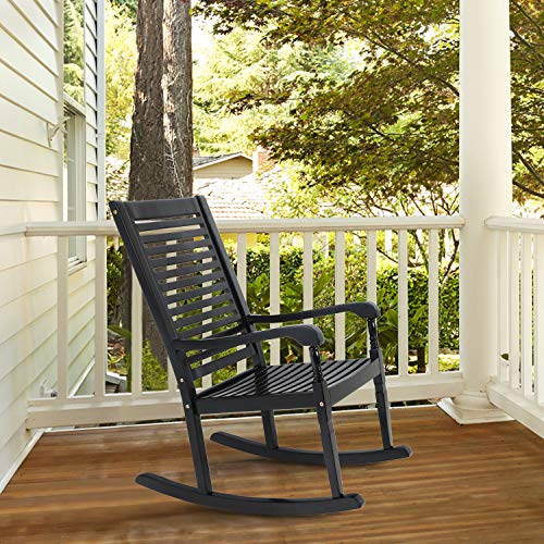 PHI VILLA Outdoor Rocking Chairs, Acacia Wood Rocker Chairs for Patio