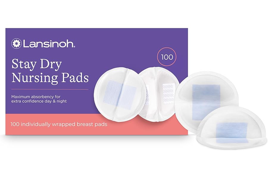 Lansinoh Stay Dry Disposable Nursing Pads, Soft and Super Absorbent Breast Pads, Breastfeeding Essentials for Moms, 100 Count