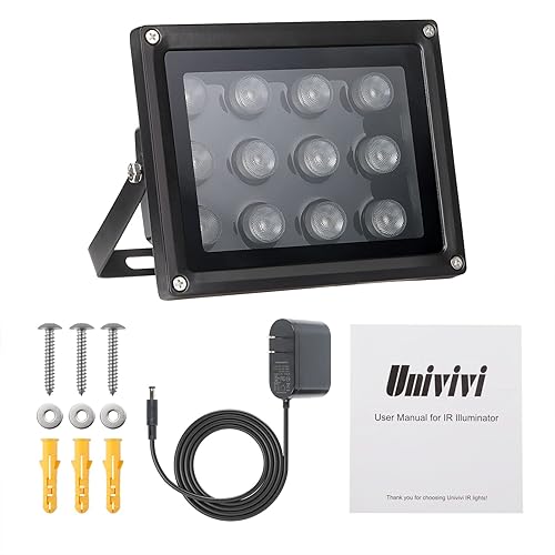 Univivi Infrared Illuminator, 850nm 12 LEDs 90 Degree Wide Angle
