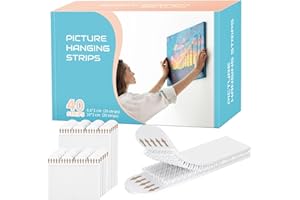 MAXBLASTER Picture Hanging Strips Heavy Duty 20 Pairs/40Strips, Damage Free Hanging Picture Hangers, Removable Adhesive Hook Loop Wall Strips, Frame Stickers No Nails for Home Decor Wall Posters (6.6+10cm)