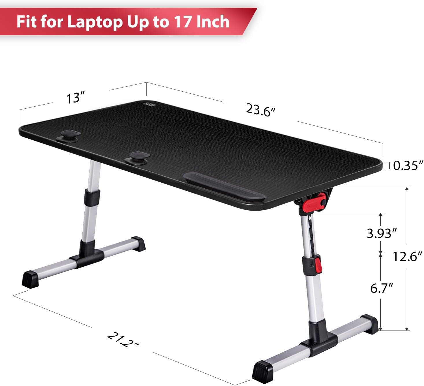 [Large Size] Laptop Bed Tray Table, SAIJI Adjustable Laptop Stand, Portable Lap Desks with Foldable Legs, Notebook Standing Breakfast Reading Desk for Sofa Couch Floor (Black): Kitchen & Dining