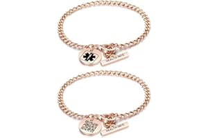 Theluckytag Upgraded QR Code Medical ID Bracelets for Women Medical Alert Bracelet - Sterling Silver 7'' ~9'' Chain Link - More Space Save & Change Emergency Med Info