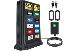 SYENGKKY TV Antenna, Digital TV Antenna for Smart TV Indoor with 600+ Miles Range, 2024 Upgraded TV Antenna for Local Channels with Amplifier Signal Booster, Smart TV Antenna Indoor Outdoor, 32ft Coax Cable