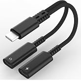 USB Type C Splitter 1 in 2 Out Headphone Jack Adapter and Charger Dongle | 2in1 USB Type C Audio Adapter with PD 60W Fast Charging Dongle Cable for iPhone 17 16 15 Pro Max, iPad, Samsung, LG More USBC