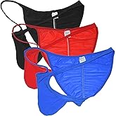 JAXFSTK Mens Ice Silk Back Pucker Bikini Briefs Underwear Soft Brazilain Bikini Pouch Cheeky Briefs