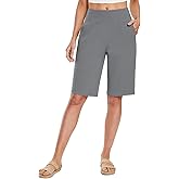 baleaf Womens 12" Long Bermuda Shorts Knee Length Cotton Athletic Shorts Sweat Casual Lounge Walking Summer