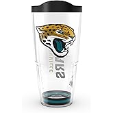 Tervis Made in USA Double Walled NFL Jacksonville Jaguars Arctic Insulated Tumbler Cup Keeps Drinks Cold & Hot, 24oz, Clear
