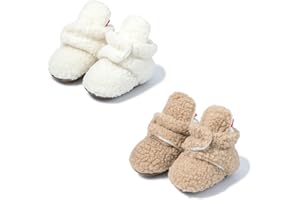 Babelvit Newborn Baby Boy Girl Soft Fleece Booties Stay On Infant Slippers Socks Shoe Non Skid Gripper Toddler First Walkers Winter Ankle Crib Shoes