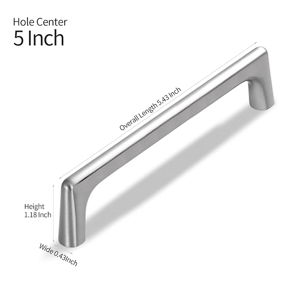 LARDMON 20 PACK BRUSHED SATIN NICKEL MODERN CABINET PULLS 5 INCH(128MM) HOLE CENTER TIMELESS DRAWER PULLS VANITY PULLS CLASSIC SOLID KITCHEN CABINET HANDLES HARDWARE, 5.4 INCH(138MM) TOTAL LENGTH