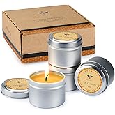 DEYBBY Pure Beeswax Emergency Candle Set of 4 - Natural Honey Scented Travel Tin