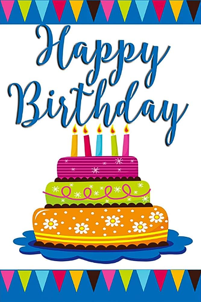 Happy Birthday Cake and Candles Decorative Garden Flag, Double Sided, 12" x 18" Inches, Outdoor Banner