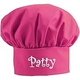 THE APRONPLACE Personalized Embroidered Add A Name Chef Hat - Fits Adults & Kids - 12 Popular Colors - Great Gift Hot Pink