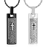 constantlife Cremation Necklace Cremation Jewelry 30mm Lord's Prayer Stainless Steel Polished Cube Cremation Pendant Memorial Ashes Keepsake Urn Necklace