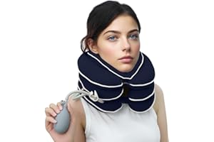 BKRTONDSY Neck Stretcher with Neck Brace,Cervical Traction Neck Device,Neck Relief Tool,Adjustable Inflatable Cervical Brace,Home Use Neck Decompression New Technology Breathable Fabric Washable(Blue)