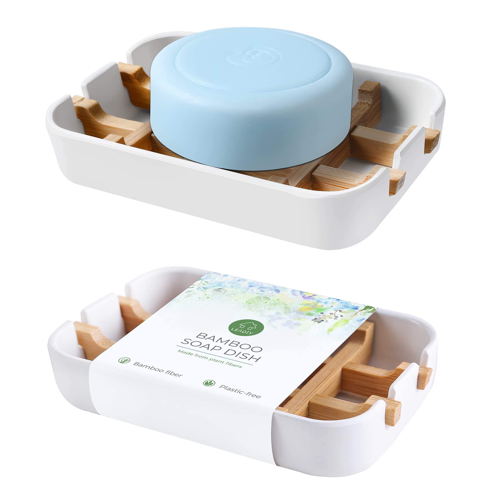 Soap Dishes for Bar Soap, White Bathroom Soap Holder, Bamboo Soap Dishes Holder for Bathroom Shower, Bathroom Sink Soap Dish, White Soap Tray.