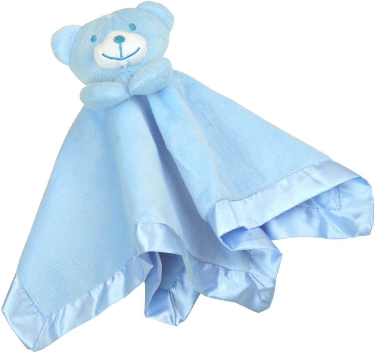 BabyPrem Baby Velour Teddy Bear Comfort Blanket Boys Girls Comforter Blue