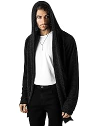 Mens Hooded Cardigan Long Cardigans Sweater Shawl