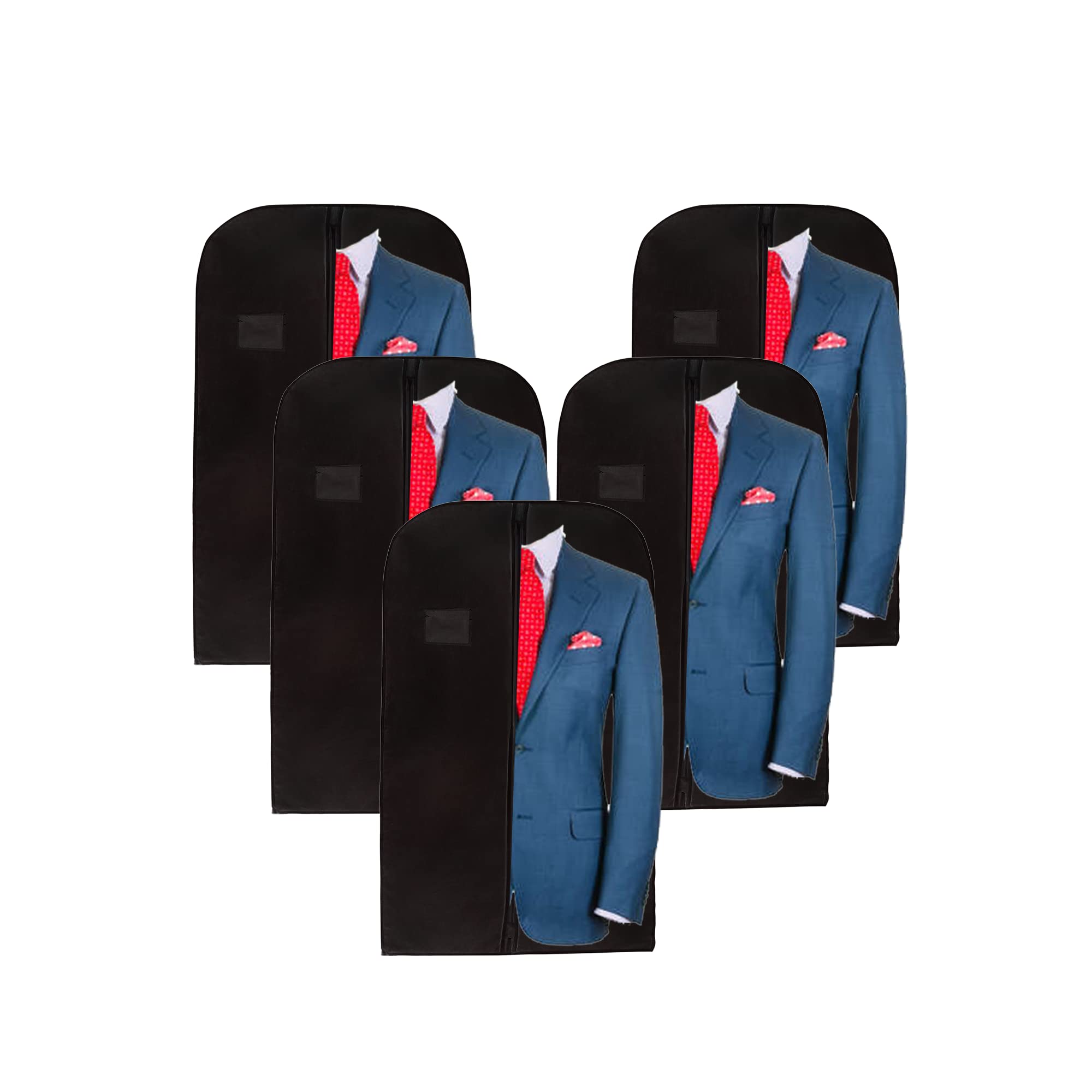 WEDCOVA UK Suit Bags for Men Women Clothes Covers Protector Bags Suit Covers Garment Bags (5, Black)