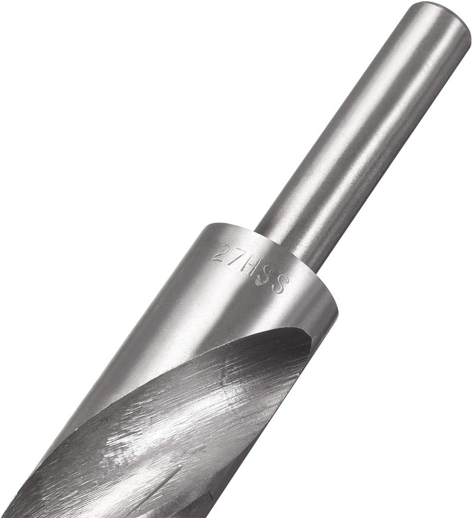 sourcing map Reduced Shank Drill Bit 27mm High Speed Steel HSS 4241 with 1/2 Inch Straight Shank - Image 5