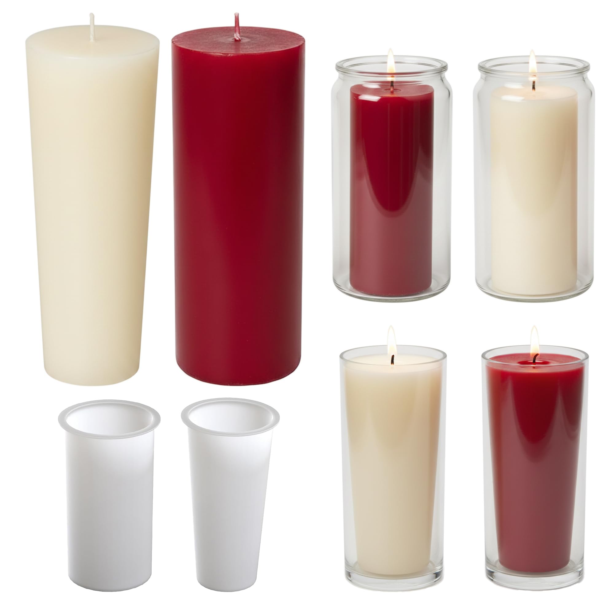 Photo 1 of 2 Pack 3 * 6 Inch Votive Candle Mold - Cylinder Candle Silicone 3D Molds for Pray, Peony & Home Decor - Resin Casting & Soap Making Molds