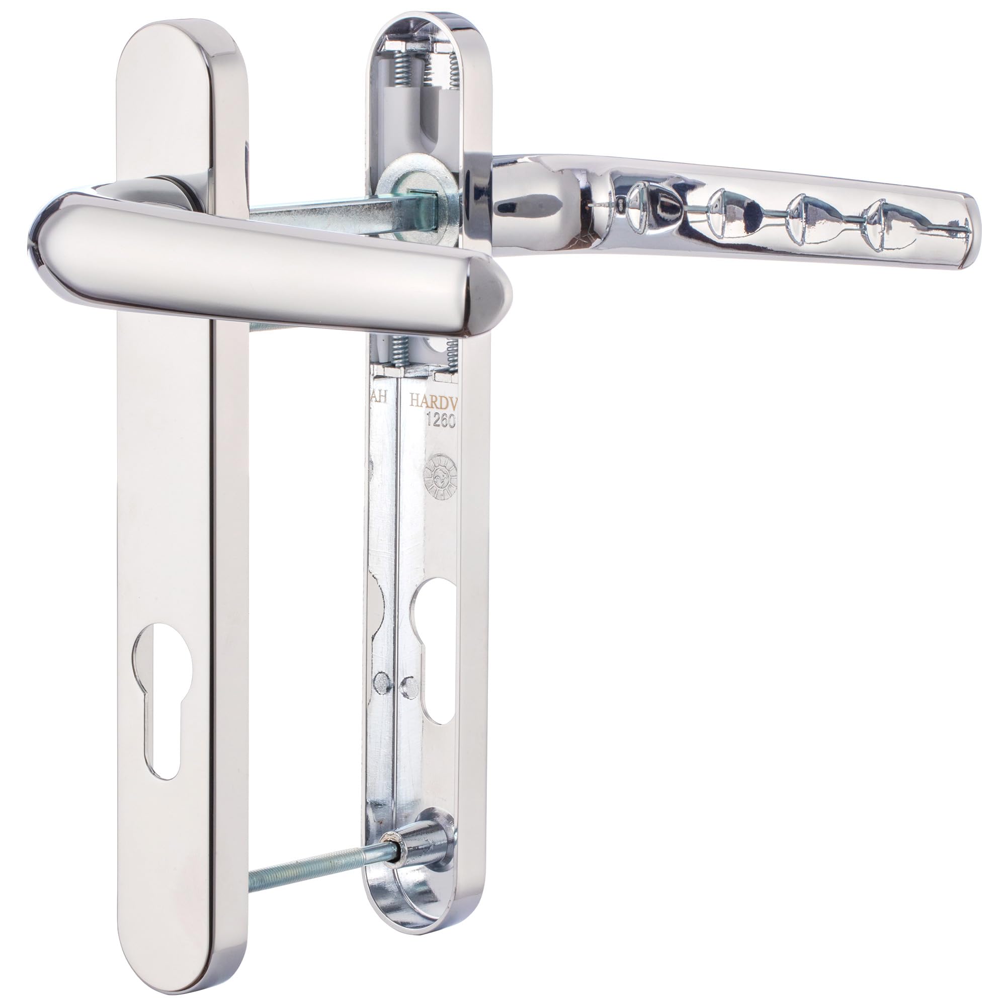 Hardver UPVC Front Door Chrome Handle Set, 92mm PZ 122mm, Double Glazing, Patio, PVC Chrome Composite Door Handles