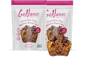 GoNanas Chocolate Chip Oat Flour Banana Bread Mix, Suitable for Plant Based Vegan Diets, Gluten Free Dairy Free Snacks, Healthy Snacks For Adults, Muffin Mix, Nut Free, Cupcakes Dessert, NON-GMO, 2pk