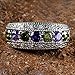 Psiroy 925 Sterling Silver Plated Simulated Peridot Half Eternity Band Ring Size 7