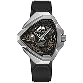 Hamilton Ventura Automatic Men's Watch, 51 x 47mm Stainless Steel Case | Swiss Made, Black Dial Analog Watch, Water Resistance 50m, Sapphire Crystal, 3-Hand Movement, Rubber Strap