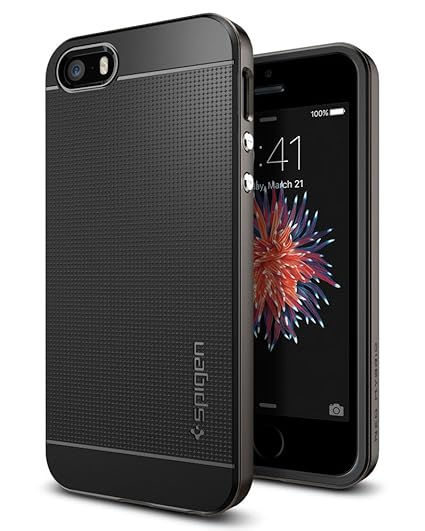 iPhone SE Hülle, Spigen® iPhone 5S/5/SE Hülle [Neo Hybrid] Doppelschichter Schutz [Gunmetal] 2-teilige Premium Handyhülle Sch