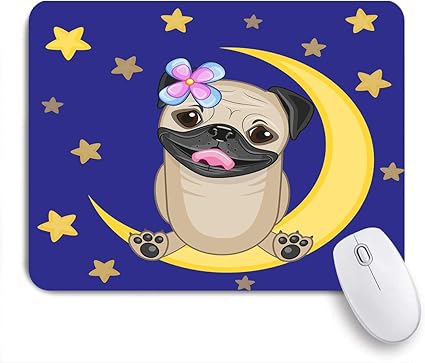 Amazon Ecomaomi 可愛いマウスパッド かわいいパグ犬が月に座っています 滑り止めゴムバッキングマウスパッドノートブックコンピュータマウスマット Ecomaomi マウスパッド 通販