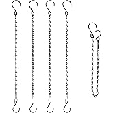 RIFNY 20 Inch Chain for Hanging Plants, Black Small Plant Chains for Hanging Baskets Kits with Hooks for Bird Feeders Planters Billboards Lanterns Wind Chimes Ornaments Outdoor Indoor Use (5 PCS)