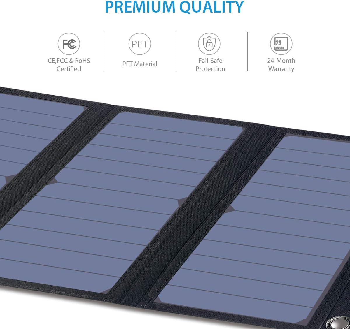 [Upgraded]BigBlue 3 USB Ports 28W Solar Charger(5V/4.8A Max), Foldable Portable Solar Phone Charger with SunPower Solar Panel Compatible with iPhone 11/Xs/XS Max/XR/X/8/7, iPad, Samsung Galaxy LG etc.