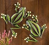 Set of 2 Glow in the Dark Metal Wall Frog Garden Decoration