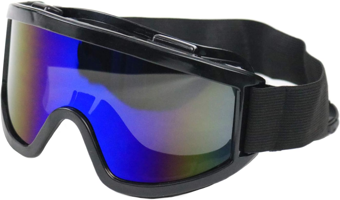 RK Safety RK-GG203 Heavy duty Industrial Protective Indirect Vent Wide-Vision Safety Goggles, Glasses | Crystal Clear, Anti-Fog Design, High Impact Resistance (Blue MIRROR)