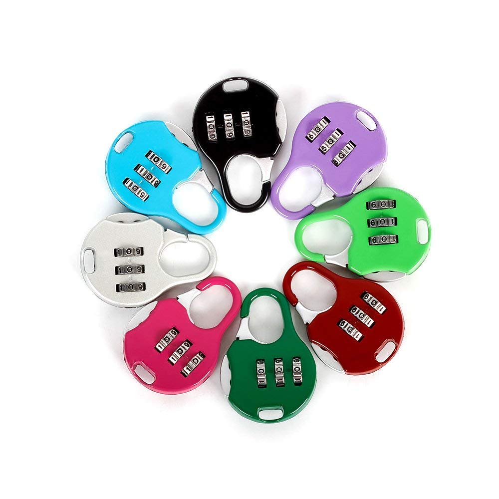 Reccisokz Mini Padlock 3 Digit Resettable Combination Travel Luggage Suitcase Code Lock Random Color,Pack of 6