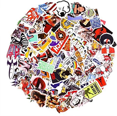 KOUYT 100-Pcs Sticker Decals Vinyls for Laptop,Kids,Cars,Motorcycle,Bicycle,Skateboard Luggage,Bumper Stickers Hippie Decals bomb Waterproof（Type C）