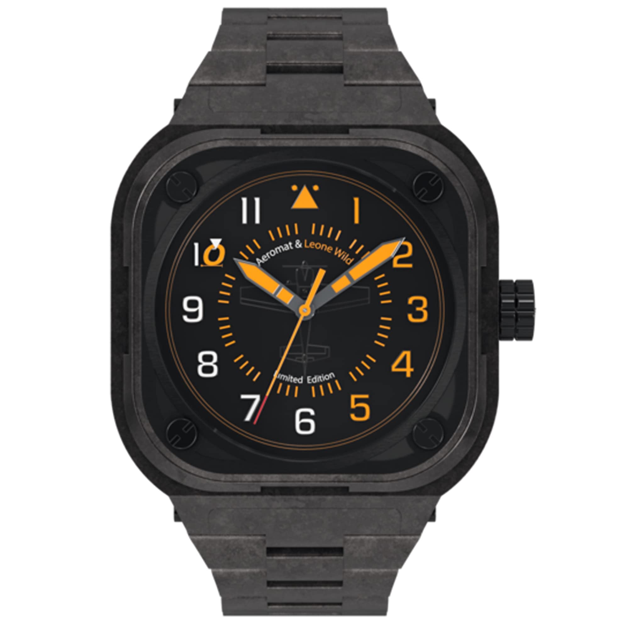 AEROMAT AEM450 Pilot Watch for Men – Analog Aviator Watch 100M Water Resistant with Luminous Indexes and Hour and Minute Hands – Men’s Square Case Aviation Watch Carbon Fiber Bracelet
