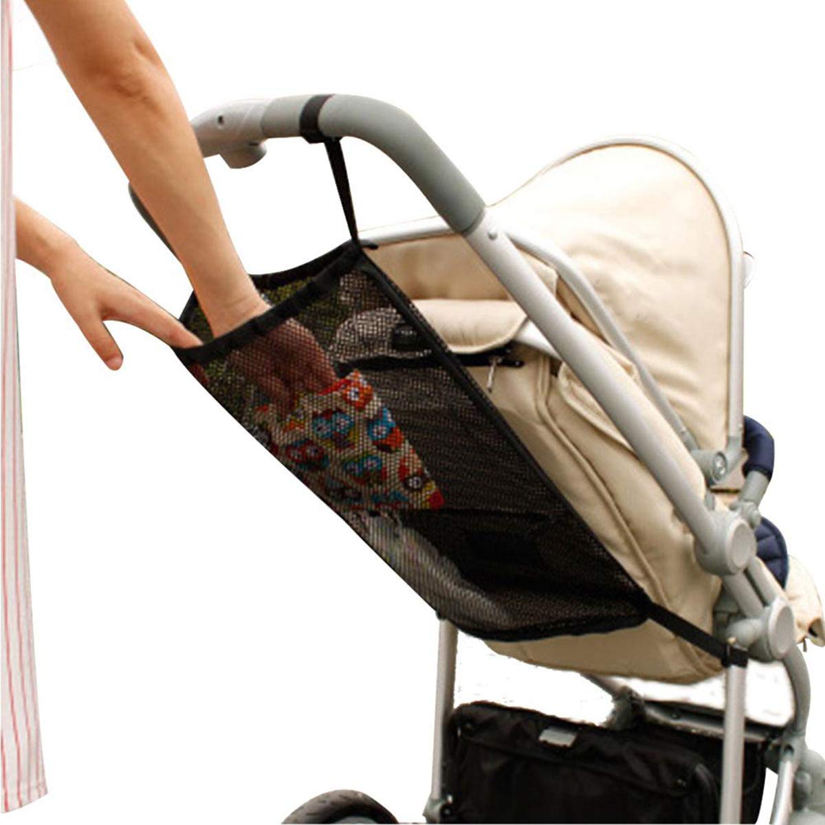 Baby Trolley Mesh Net Pocket Shopping Net for Strollers Mesh Pocket on The Back of The Stroller Buggies Net Bag Storage Pocket for Bottle Diaper Toys