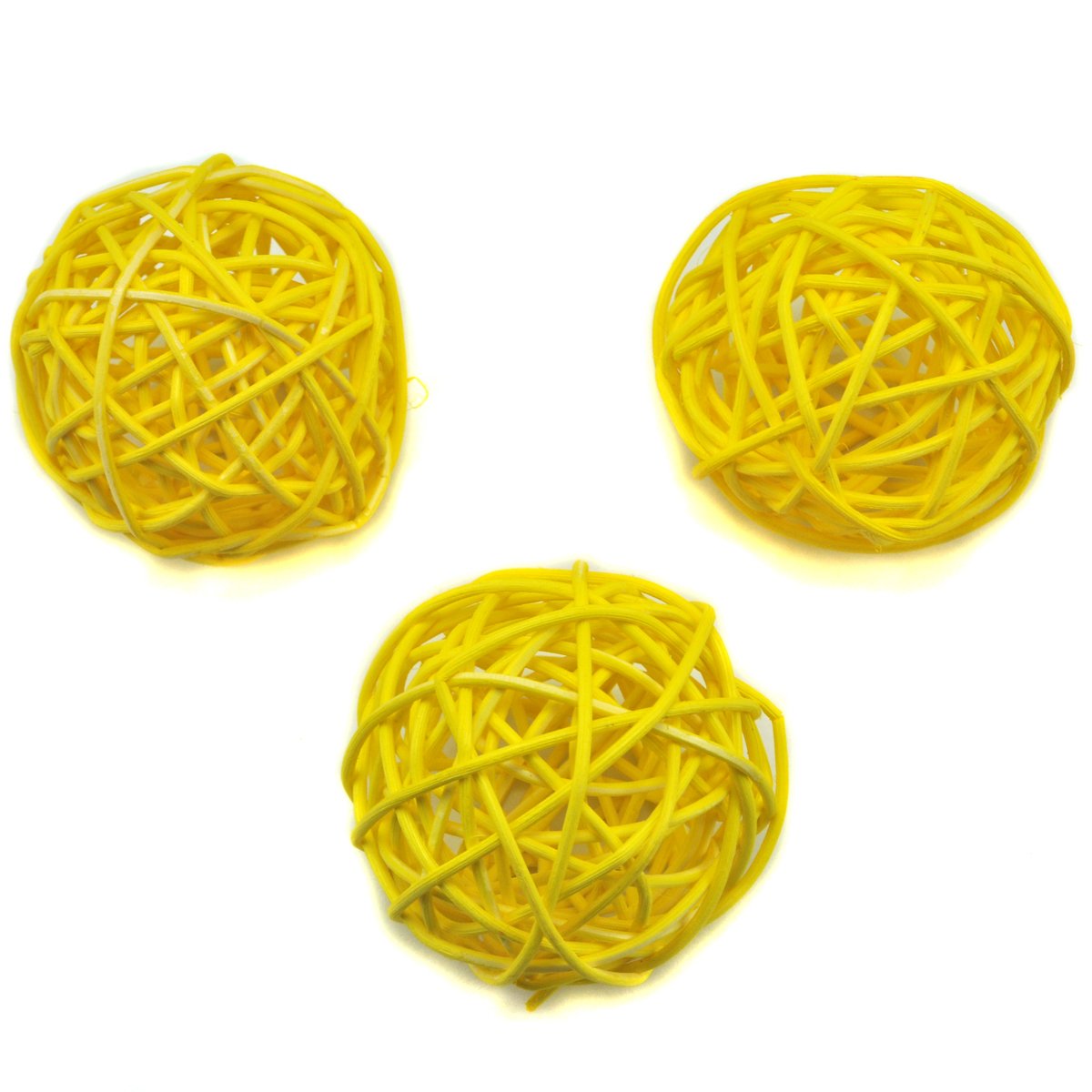 Ougual Natural Wicker Rattan Balls Table Wedding Party Hanging Wobble Ball Christmas Decoration (6cm, 10pcs, Yellow)