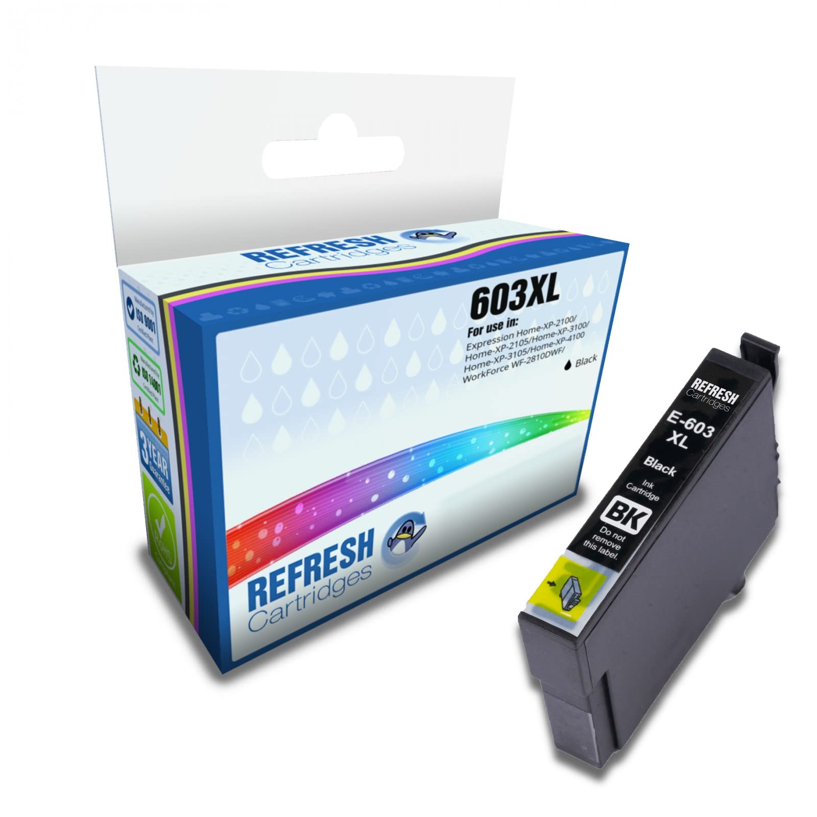 Refresh Cartridges Remanufactured Ink Cartridge Replacement for Epson 603XL High Capacity Black (C13T03A14010)