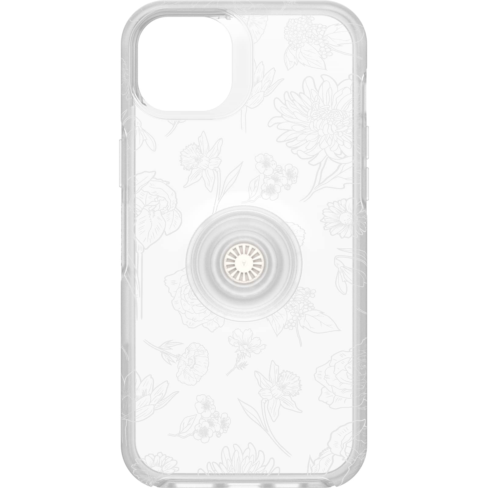 OtterBox iPhone 14 Plus Otter + Pop Symmetry Series Clear Case - Flower of Month (Clear), Integrated PopSockets PopGrip, Slim, Pocket-Friendly, Raised Edges Protect Camera & Screen