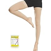 Beister Thigh High Compression Stockings with Silicone Band for Women & Men, 20-30 mmHg Footless Graduated Support Sleeves, Medical Compression Hoses for Varicose Veins, Edema, Flight