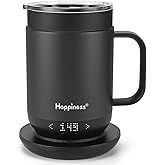Happiness Smart Heated Coffee Mug,16oz Rechargeable Electric Self Heating Temperature Control Coffee Cup