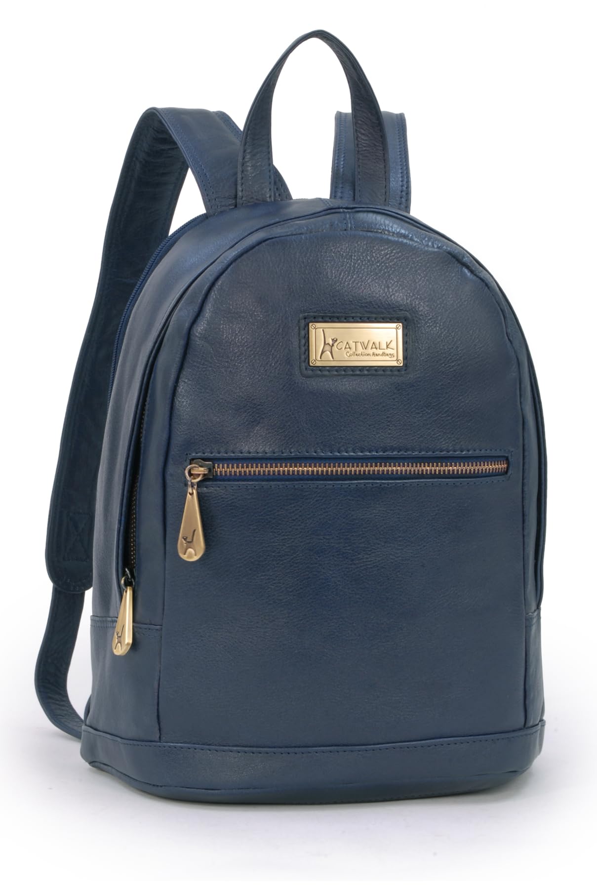 Catwalk Collection Handbags - Leather Anti Theft Backpack For Women - Ladies Large Rucksack - Multiple Pockets and Compartments - Fern - Blue
